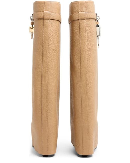 Givenchy White Shark Lock Grained Leather Boots