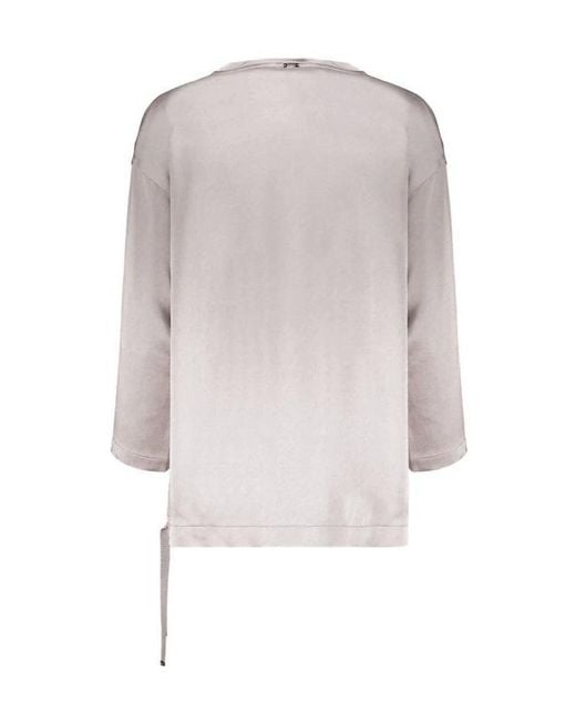 Herno Gray Drawstring V-Neck Blouse
