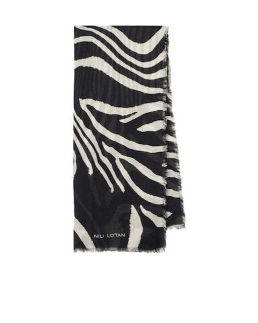Nili Lotan White Zebra-Print Scarf