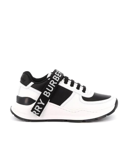Burberry White Logo-Strap Low-Top Sneakers