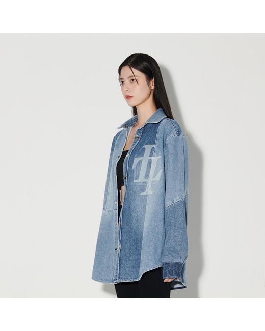 LIU REGALI Blue Stitched Long-Sleeved Denim Shirt