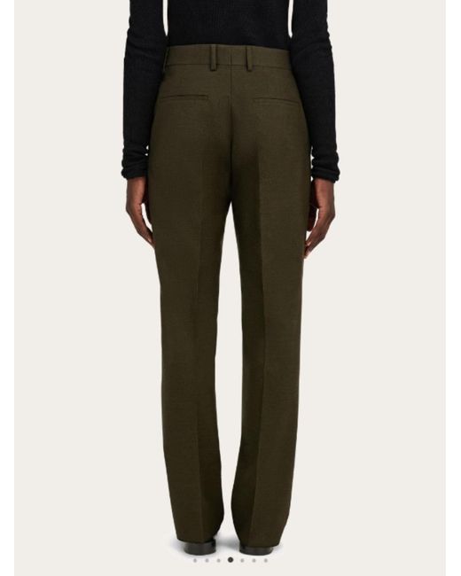 Ferragamo Green Ferragamo Flat Front Trousers for men