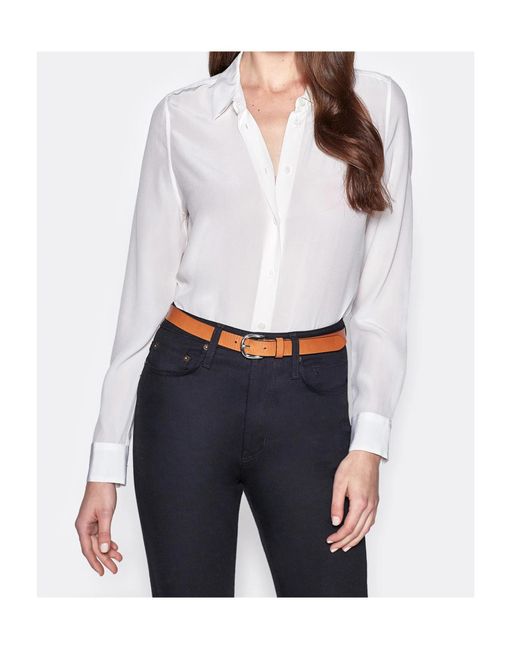 Equipment White Button-Up Long Sleeve Top