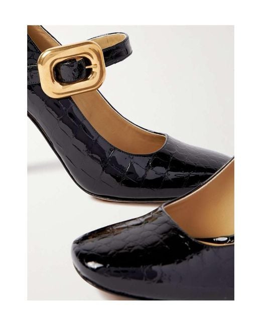 Bottega Veneta Black Square-Headed Mary Jane Heels