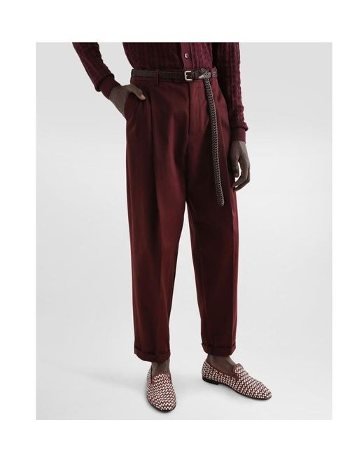 Dolce & Gabbana Purple Folded-Edge Trousers for men