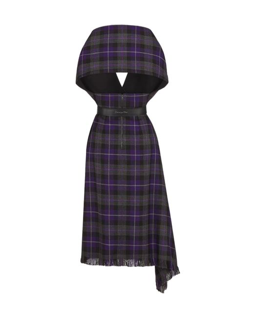Dior Blue Christian Mid-Length Belted Dress