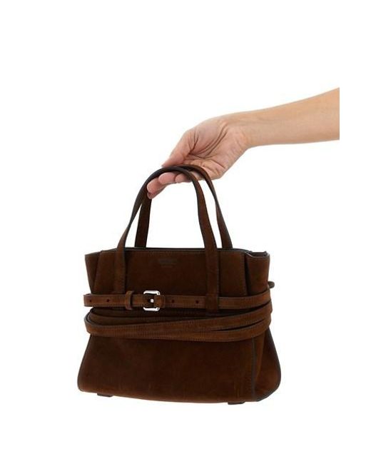 Moschino Brown Tie Me Belt-Detail Suede Tote Bag