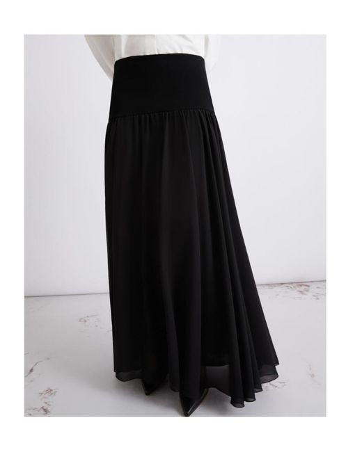 Marella Black Flared Georgette Skirt