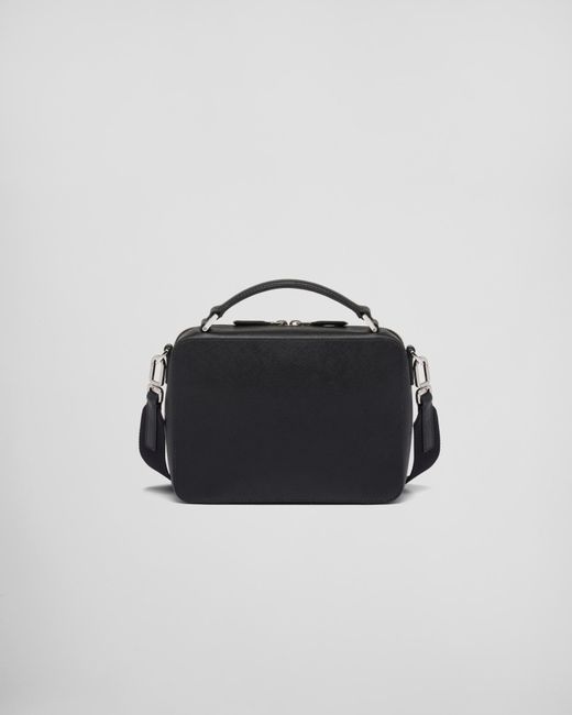 Prada Black Brique Medium Saffiano Leather Bag for men
