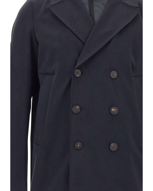 Rrd Blue Long-Sleeve Double-Breasted Trench Coat for men