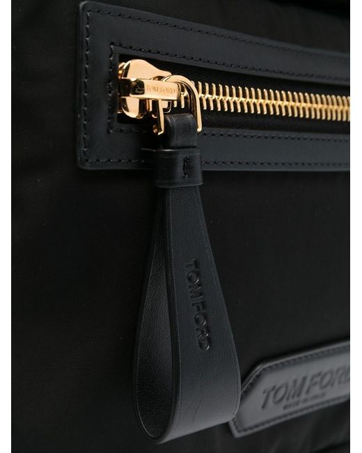 Tom Ford Black Logo Patch Zipped Backpack for men