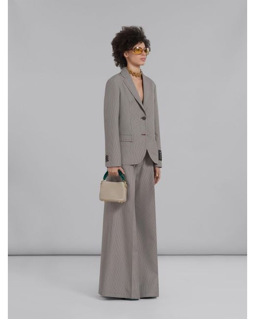 Marni Brown Houndstooth Checked Single-Breasted Jacket
