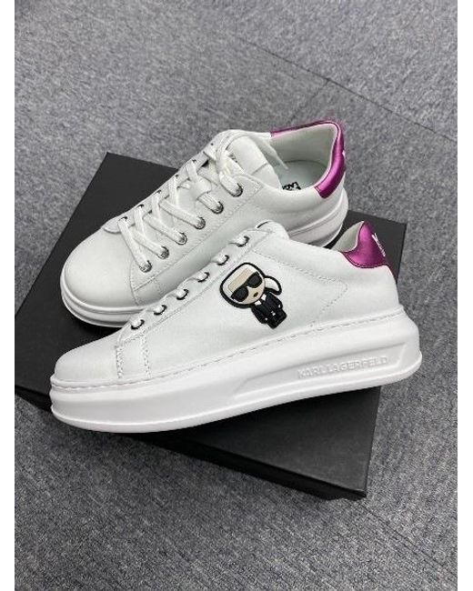 Karl Lagerfeld White Strap-Up Casual Sneakers