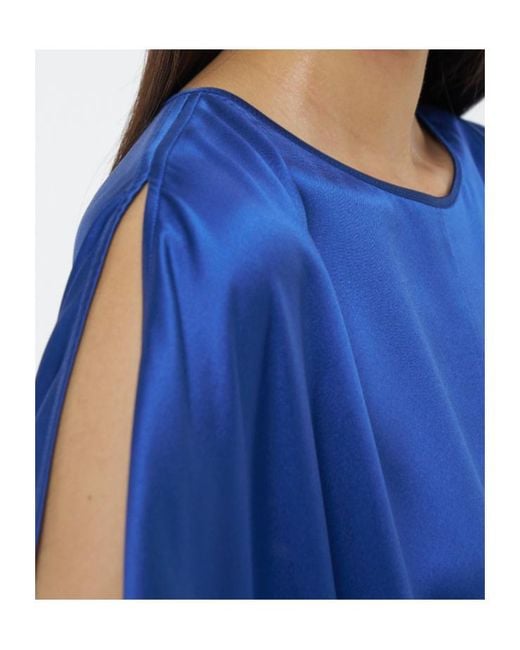 Joseph Blue Split-Sleeve Silk Maxi Dress