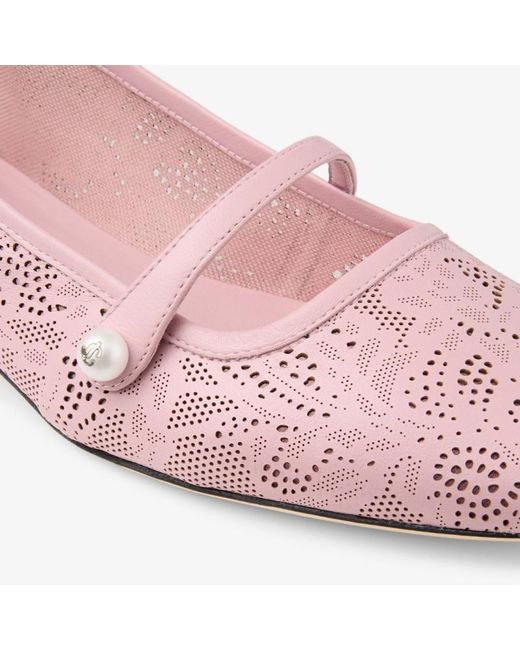 Jimmy Choo Pink Elisa Perforated Ballerina Pumps
