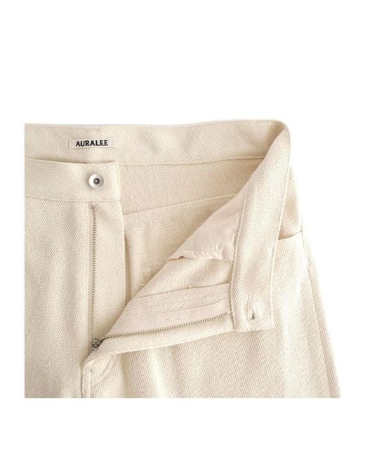 Auralee Natural Button Detailed Wide Leg Jeans for men