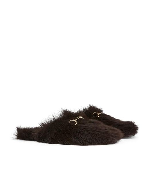 Gucci Brown Horsebit Flat Mules