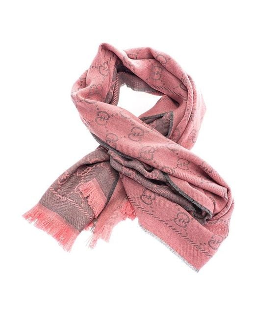 Gucci Pink Gg Supreme Jacquard Scarf