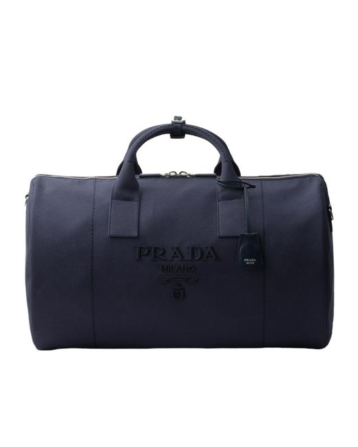 Prada Blue Canvas Duffle Bag for men