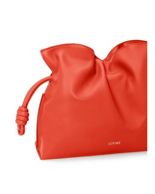 Loewe Red Smooth Leather Bucket Clutch