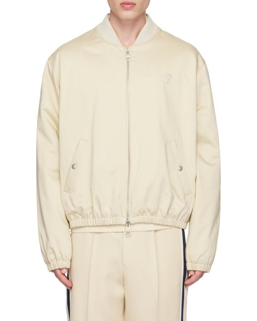 AMI Natural Ami De Coeur Zipped Bomber Jacket for men