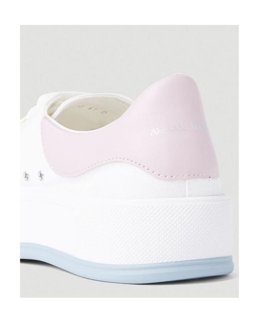 McQueen White Deck Plimsoll Lace-Up Sneakers