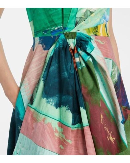 Roksanda Green Nura Bow-Detail Cotton Cocktail Dress