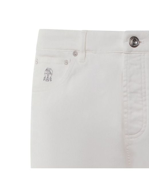 Brunello Cucinelli Gray Logo Embroidered Jeans for men