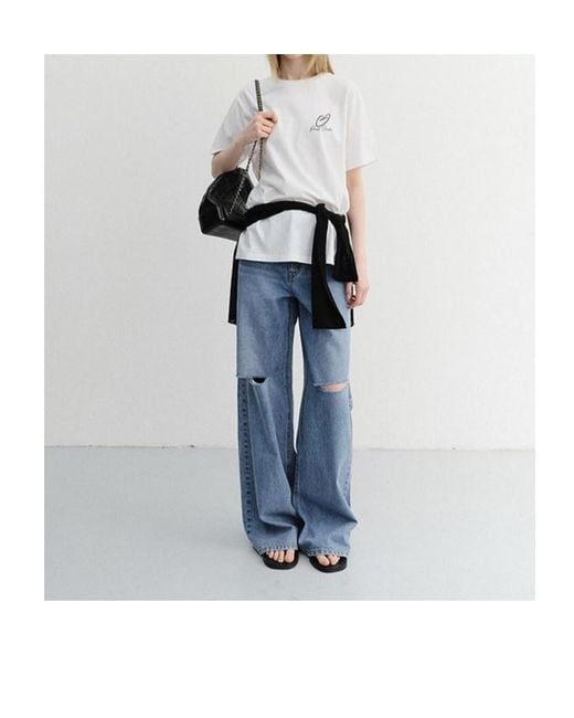 DUNST Blue Distressed Flared Jeans