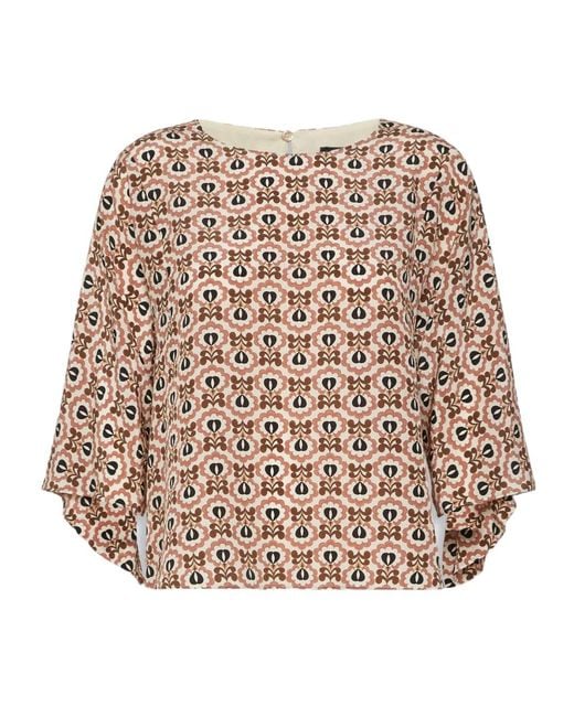 Weekend by Maxmara Natural Printed Silk Crepe De Chine Blouse