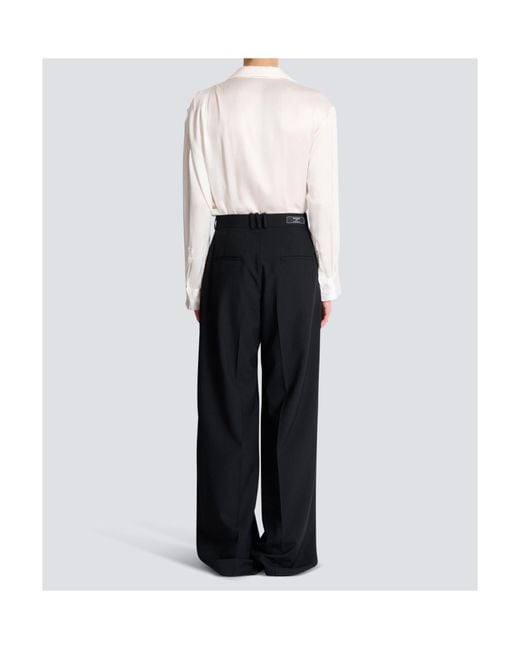 Balmain Black Pleated Wide-Leg Pants for men