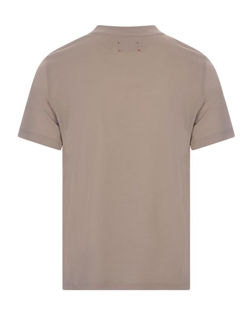 Kiton Gray Logo Embroidered Crew-Neck T-Shirt for men