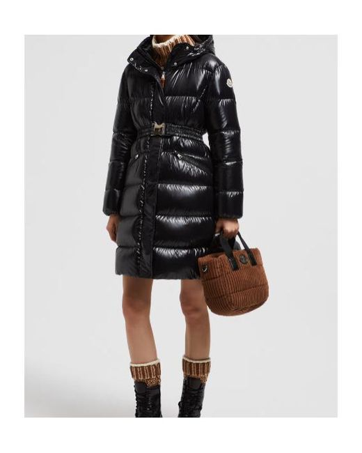 Moncler Black Bellevue Belted Long Down Coat
