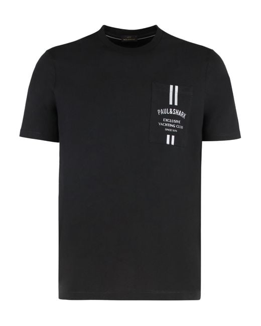 Paul & Shark Black Logo Pocket T-Shirt for men
