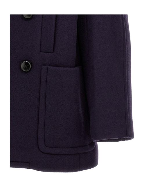 Lanvin Blue Double-Breasted Coat for men