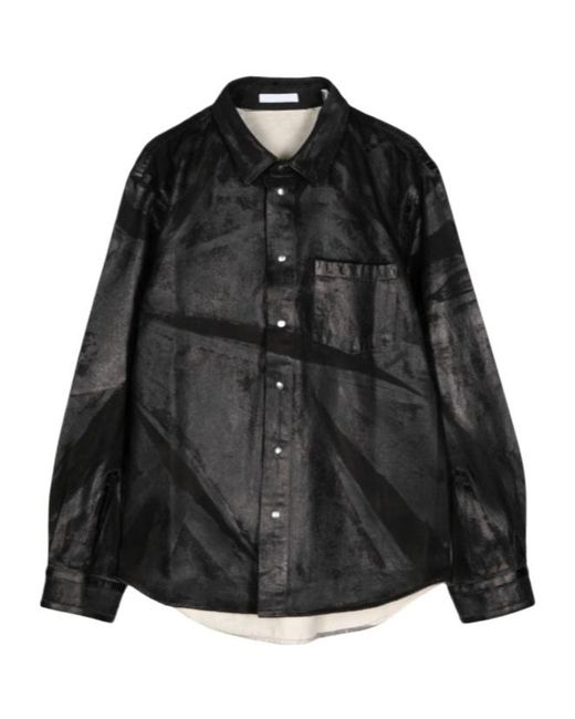 Helmut Lang Black Foil-Print Denim Shirt Jacket for men