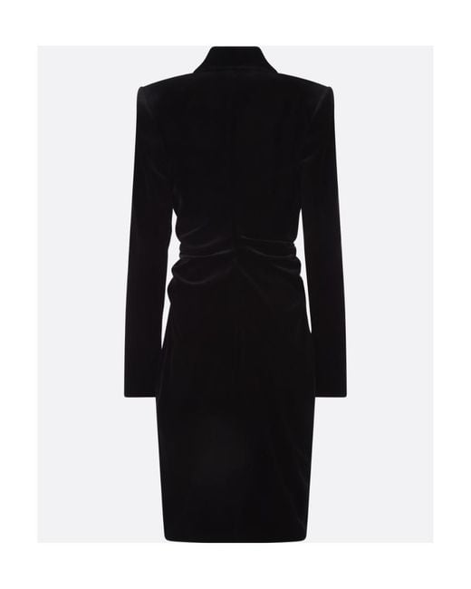 Tom Ford Black Plunging V-Neck Velvet Midi Dress