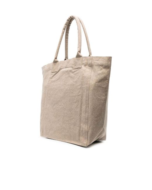 Isabel Marant Natural Yenky Logo Embroidered Tote Bag