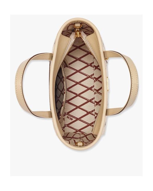 MCM Natural Aren Top-Zip Mini Shopper Bag