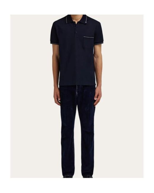 Ferragamo Blue Gancini Polo Shirt for men