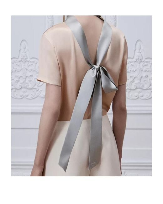 Dior Natural Short-Sleeved Blouse With Rear Tie