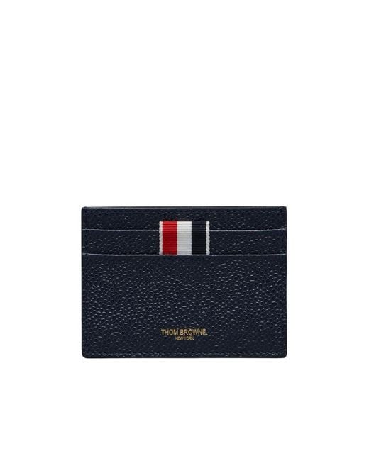 Thom Browne Blue Pebbled-Leather Card Holder for men