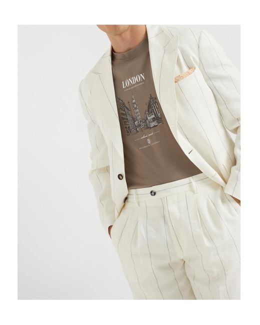 Brunello Cucinelli White Striped Blazer for men