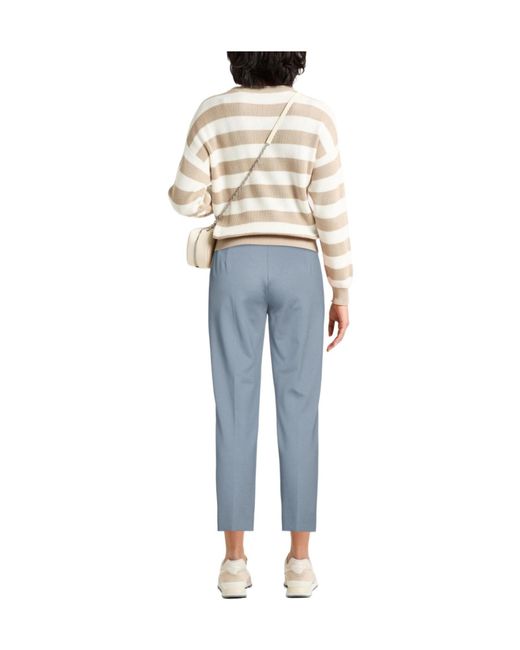 Max Mara Blue Solid Stretch Fitted Trousers