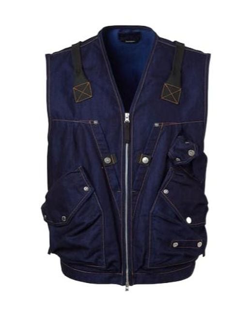 Stone Island Blue Denim Cargo Vest for men