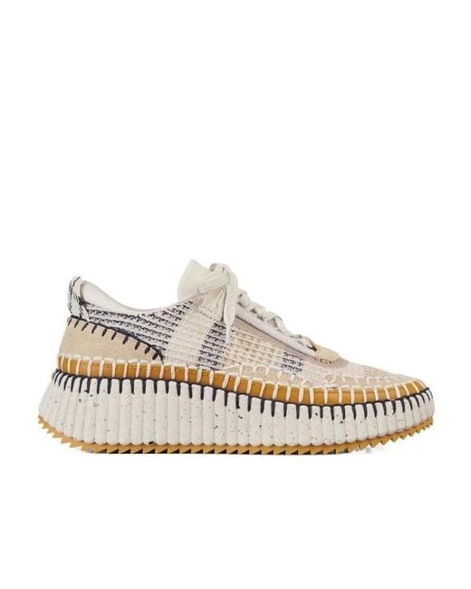 Chloé Natural Chloé Nama Lace-Up Sneakers