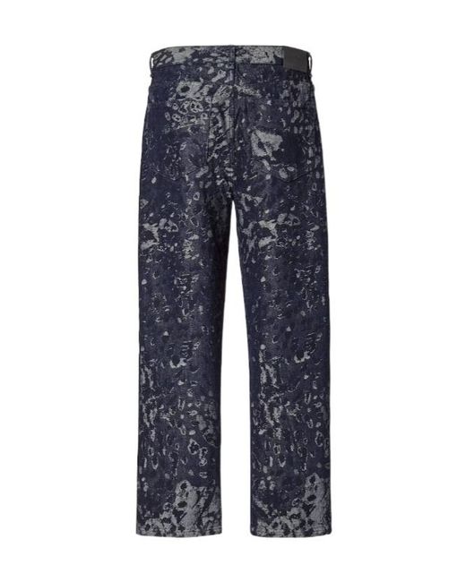 Fendi Blue Straight-Leg Jacquard Long Jeans for men