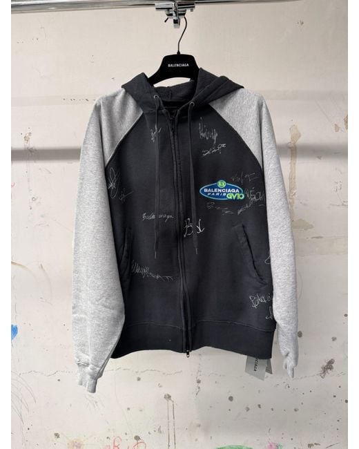 Balenciaga Black Raglan Oversized Zip-Up Hoodie for men