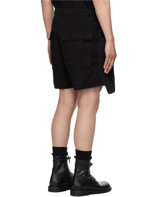 Rick Owens Black Bermuda Cargo Shorts for men