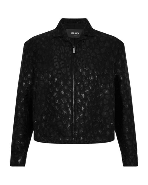 Versace Black Leopard Print Casual Jacket for men
